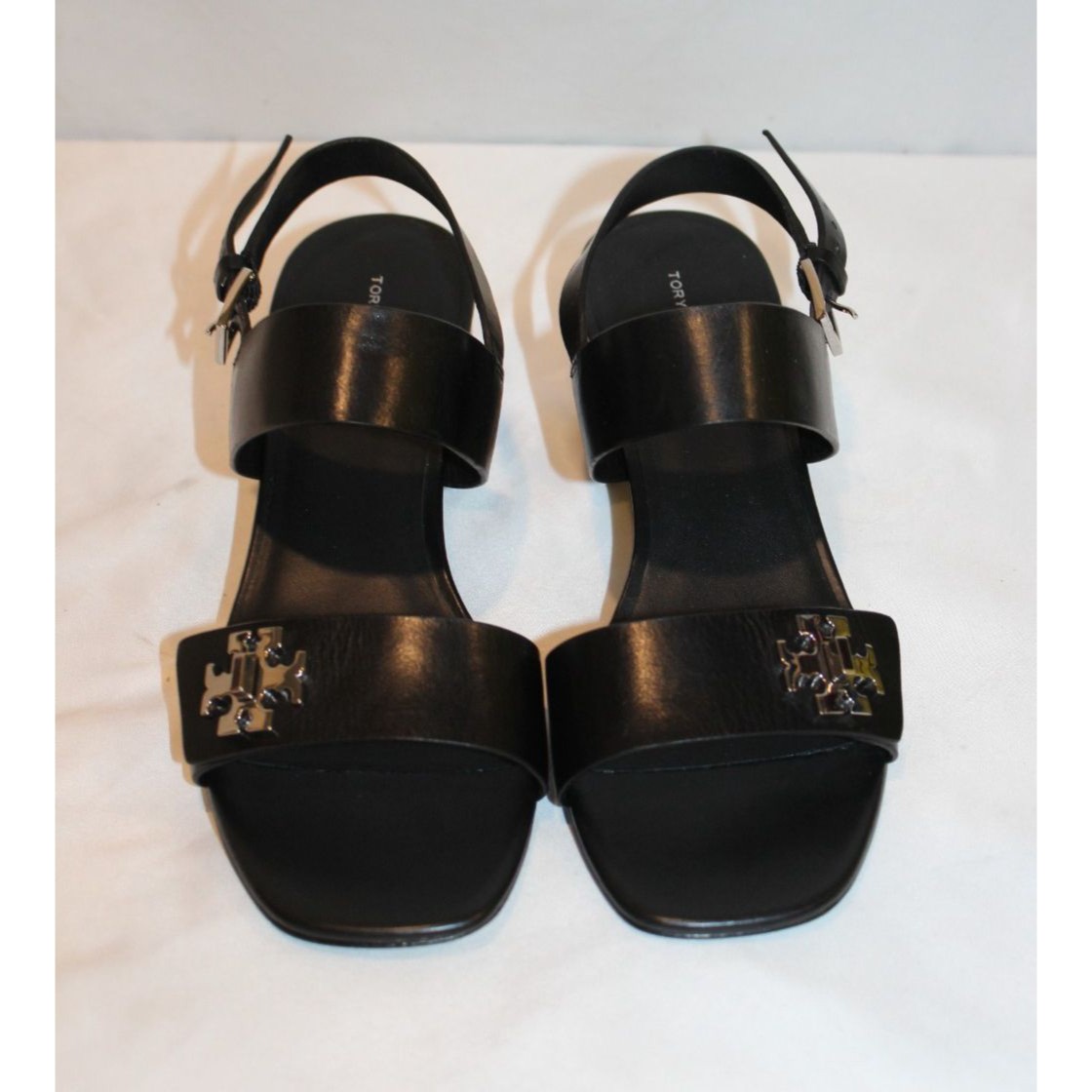 Tory Burch Women's T-Lock Perfect Black Heeled Leather Sandals Nib 9.5 $300 — image 6 of 8